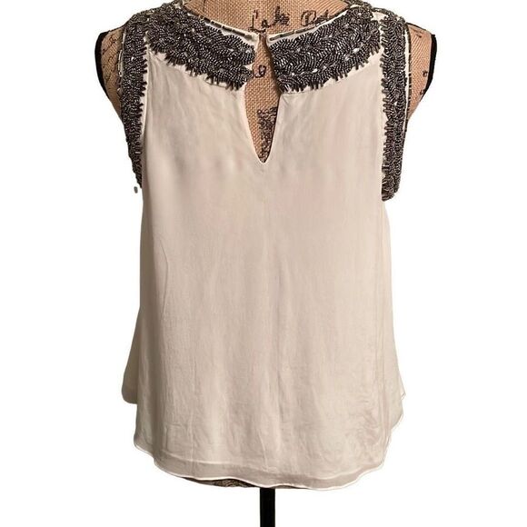 EUC Parker Cream Silky Tank with Silver Beading Detail - Size Small - Picture 3 of 10